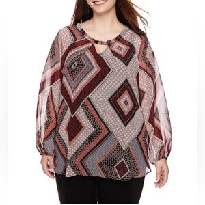 I.N. Studio Multicolor Geometric Blouse